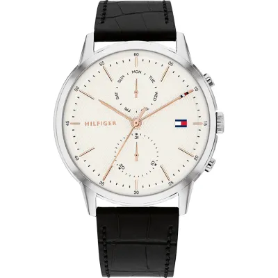 TOMMY HILFIGER EASTON MEN's SILVER WHITE DIAL WATCH